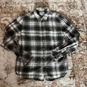 Denim and Flower Plaid Button-Up Shirt